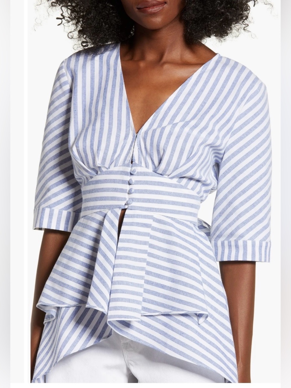 English Factory Striped High Low Dress S - Picture 8 of 15